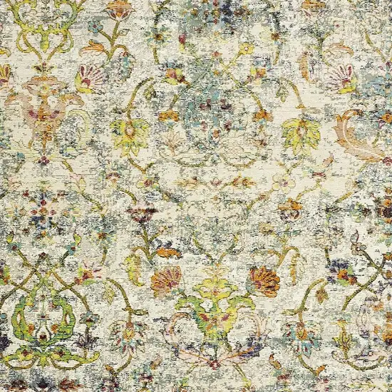 Green And Ivory Floral Area Rug Photo 4