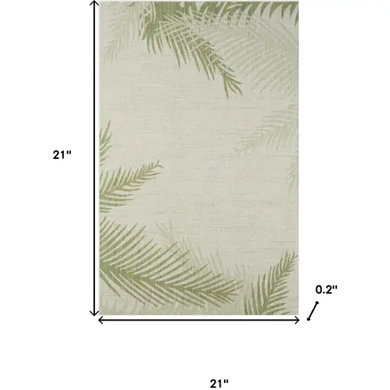 Green And Ivory Floral Square Rug Photo 3