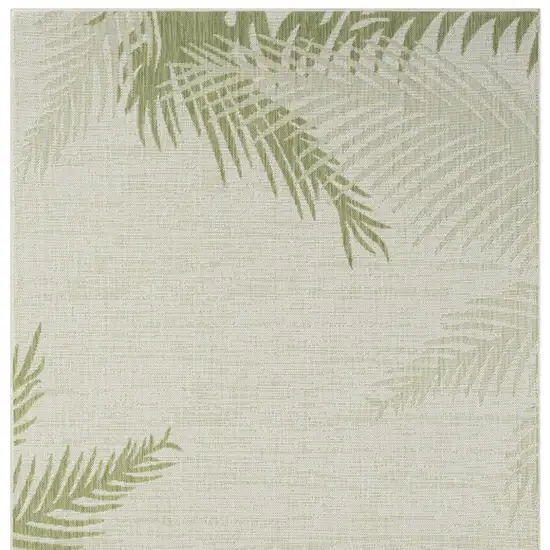 Green And Ivory Floral Square Rug Photo 5