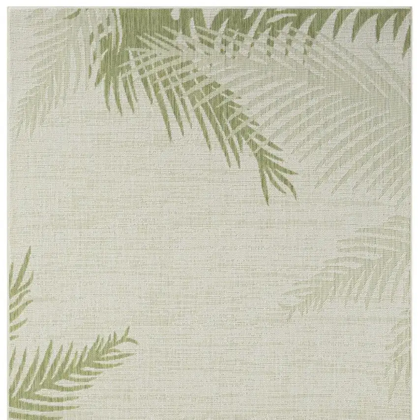 Green And Ivory Floral Square Rug Photo 5