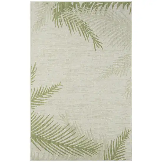 Green And Ivory Floral Square Rug Photo 2