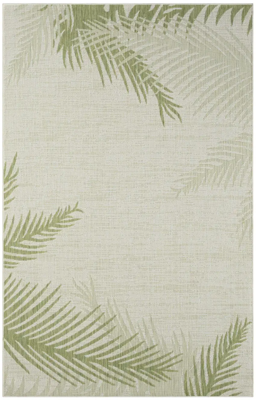 Green And Ivory Floral Square Rug Photo 2