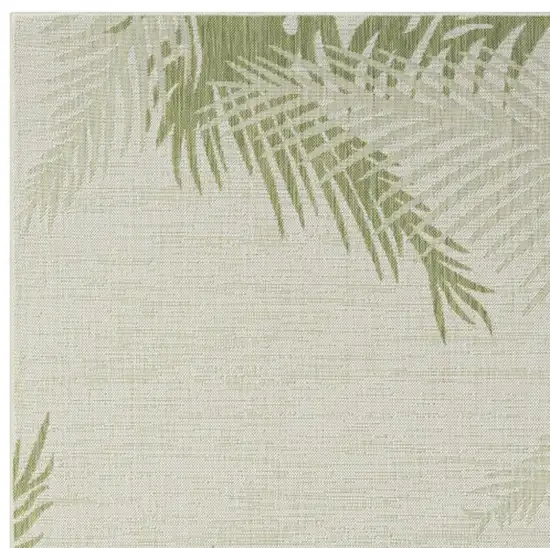 Green And Ivory Floral Square Rug Photo 4