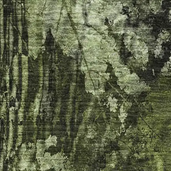 Green And Ivory Floral Washable Area Rug With UV Protection Photo 3