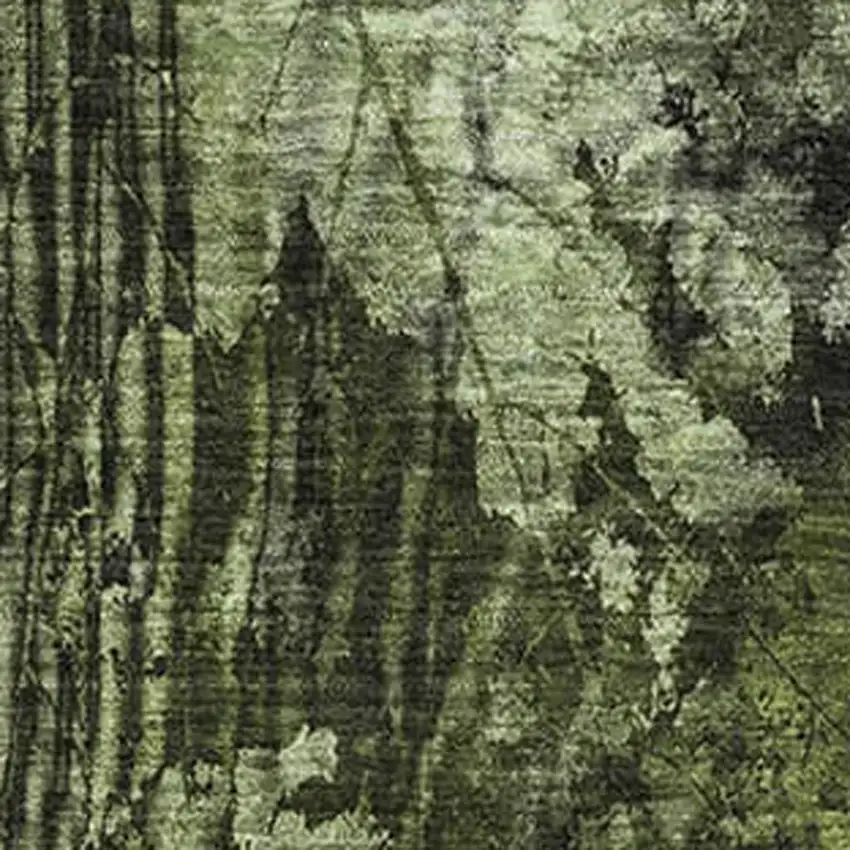 Green And Ivory Floral Washable Area Rug With UV Protection Photo 3