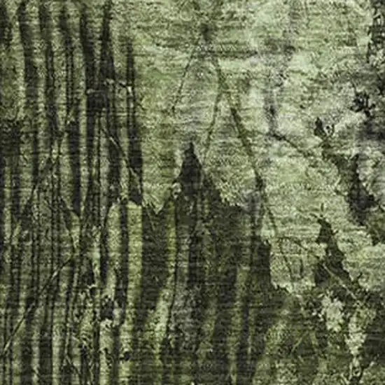 Green And Ivory Floral Washable Area Rug With UV Protection Photo 3