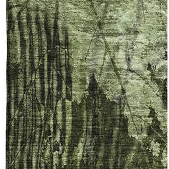 Green And Ivory Floral Washable Area Rug With UV Protection Photo 3