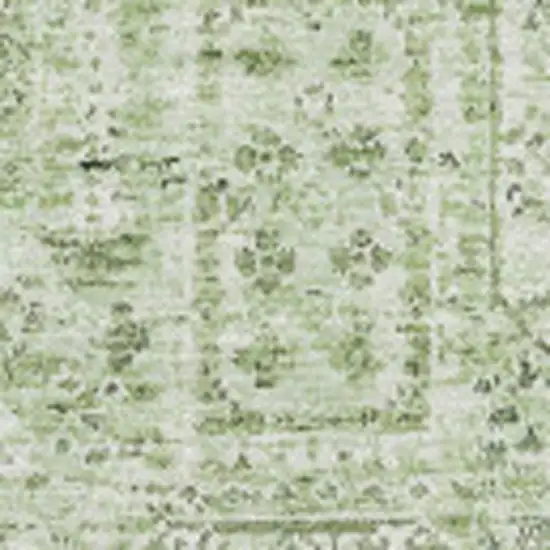 Green And Ivory Floral Washable Area Rug With UV Protection Photo 3