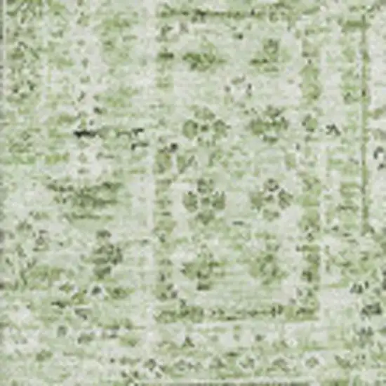 Green And Ivory Floral Washable Area Rug With UV Protection Photo 3