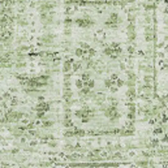 Green And Ivory Floral Washable Area Rug With UV Protection Photo 3