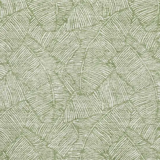 Green And Ivory Floral Washable Area Rug With UV Protection Photo 3