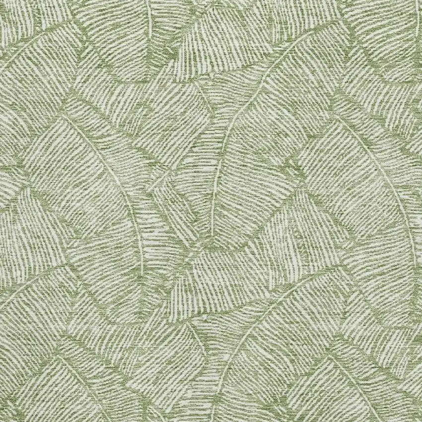 Green And Ivory Floral Washable Area Rug With UV Protection Photo 3