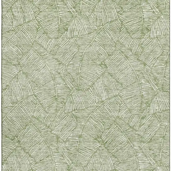 Green And Ivory Floral Washable Area Rug With UV Protection Photo 3