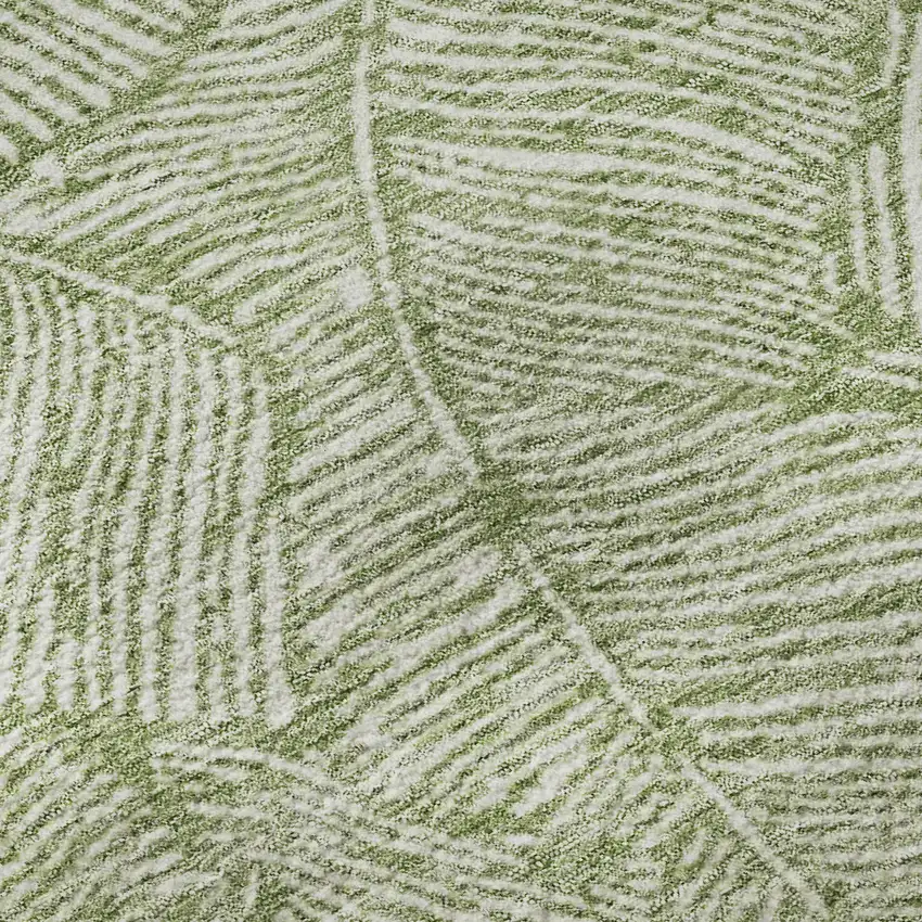 Green And Ivory Floral Washable Area Rug With UV Protection Photo 9