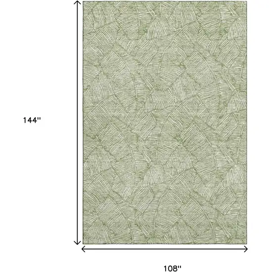 Green And Ivory Floral Washable Area Rug With UV Protection Photo 3
