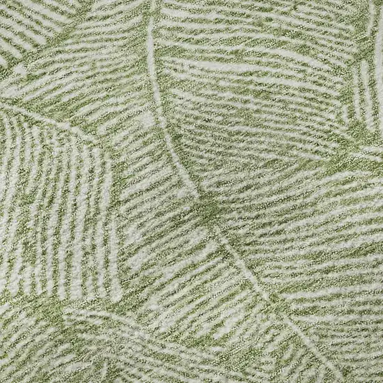 Green And Ivory Floral Washable Area Rug With UV Protection Photo 9