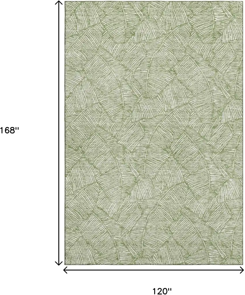 Green And Ivory Floral Washable Area Rug With UV Protection Photo 3
