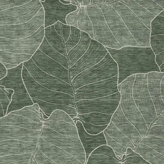Green And Ivory Floral Washable Indoor Outdoor Area Rug Photo 2