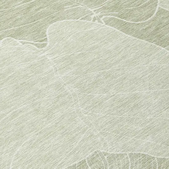 Green And Ivory Floral Washable Indoor Outdoor Area Rug Photo 9