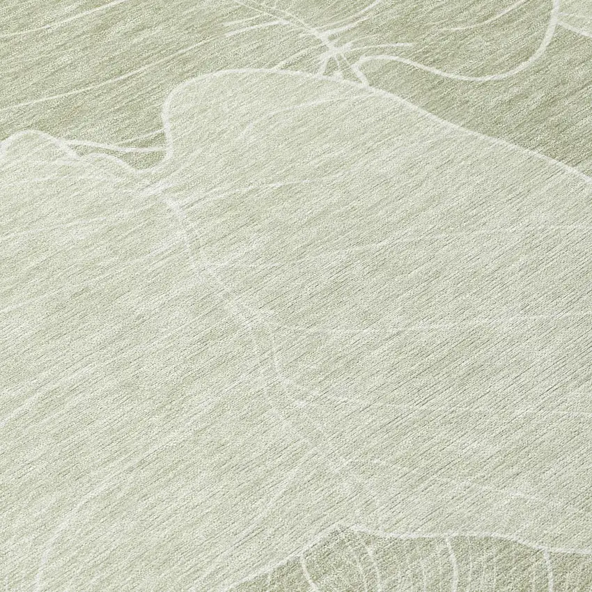 Green And Ivory Floral Washable Indoor Outdoor Area Rug Photo 9