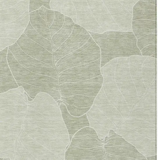 Green And Ivory Floral Washable Indoor Outdoor Area Rug Photo 2