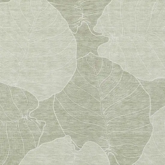 Green And Ivory Floral Washable Indoor Outdoor Area Rug Photo 2