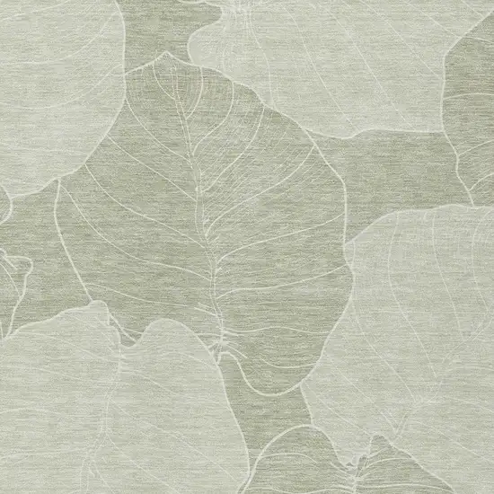 Green And Ivory Floral Washable Indoor Outdoor Area Rug Photo 2