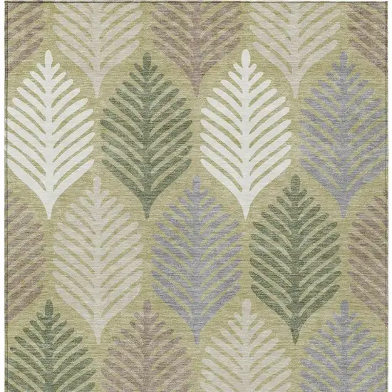 Green And Ivory Floral Washable Indoor Outdoor Area Rug Photo 4