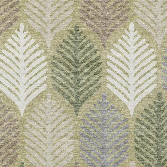 Green And Ivory Floral Washable Indoor Outdoor Area Rug Photo 3