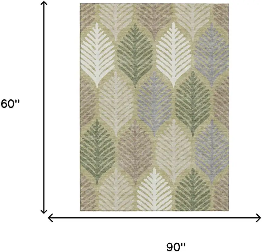 Green And Ivory Floral Washable Indoor Outdoor Area Rug Photo 7