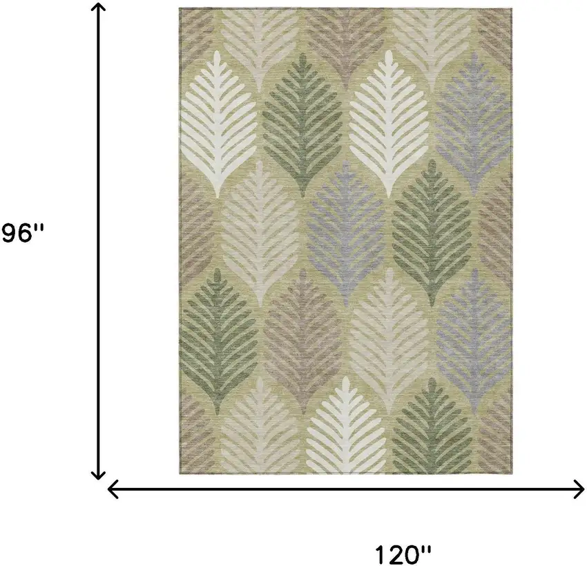 Green And Ivory Floral Washable Indoor Outdoor Area Rug Photo 7