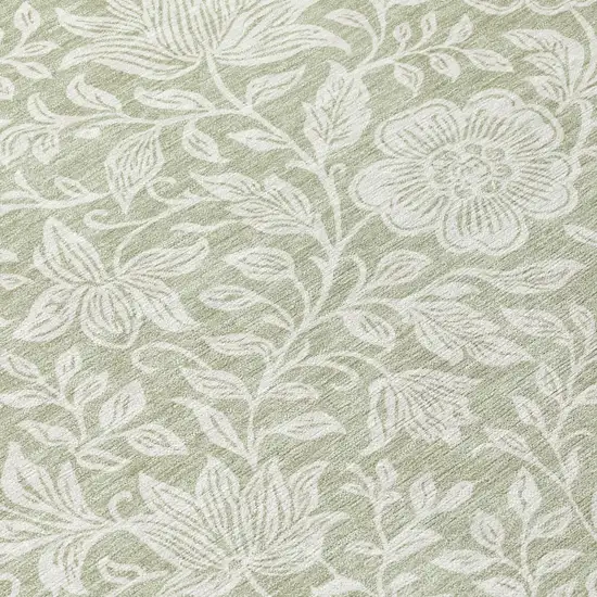 Green And Ivory Floral Washable Indoor Outdoor Area Rug Photo 5