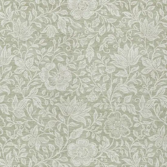 Green And Ivory Floral Washable Indoor Outdoor Area Rug Photo 2