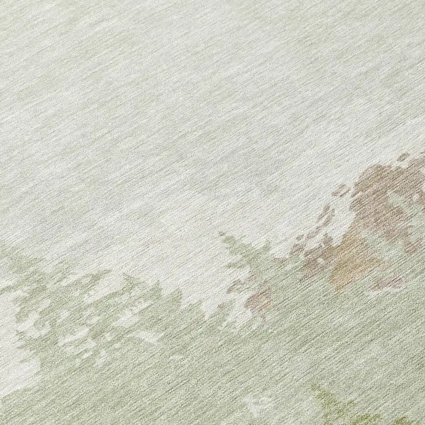 Green And Ivory Floral Washable Indoor Outdoor Area Rug Photo 4