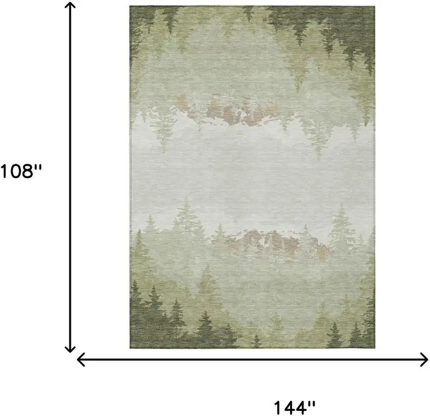Green And Ivory Floral Washable Indoor Outdoor Area Rug Photo 5