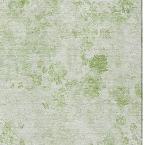 Green And Ivory Floral Washable Indoor Outdoor Area Rug Photo 4