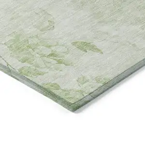 Photo of Green And Ivory Floral Washable Indoor Outdoor Area Rug