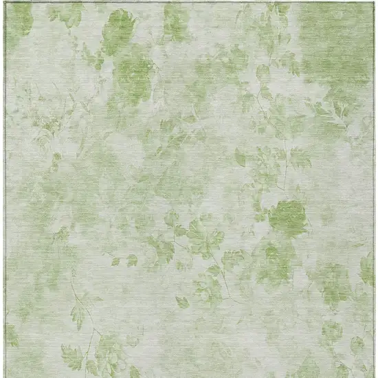 Green And Ivory Floral Washable Indoor Outdoor Area Rug Photo 5
