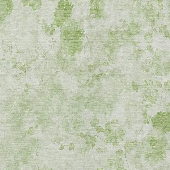 Green And Ivory Floral Washable Indoor Outdoor Area Rug Photo 4