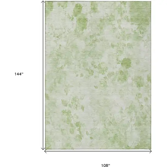 Green And Ivory Floral Washable Indoor Outdoor Area Rug Photo 9