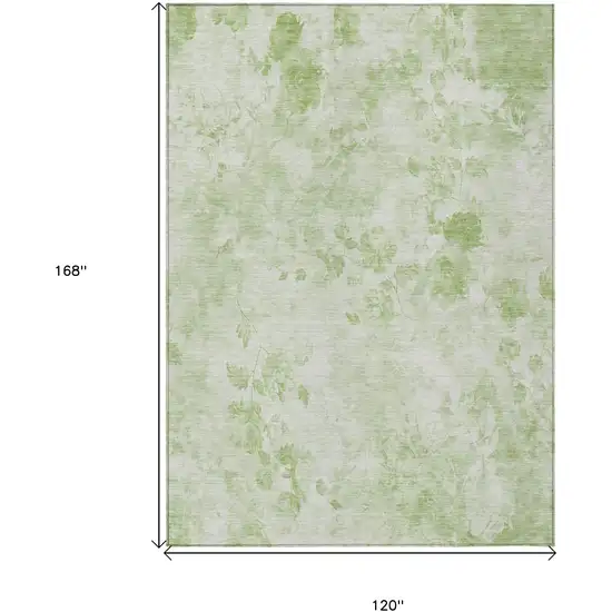 Green And Ivory Floral Washable Indoor Outdoor Area Rug Photo 7