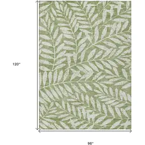 Photo of Green And Ivory Floral Washable Indoor Outdoor Area Rug