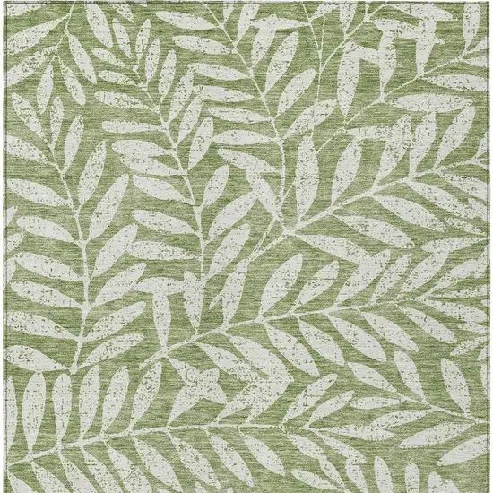 Green And Ivory Floral Washable Indoor Outdoor Area Rug Photo 6