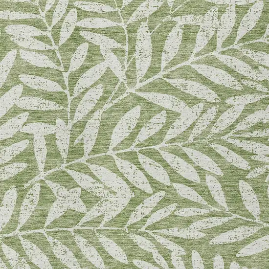 Green And Ivory Floral Washable Indoor Outdoor Area Rug Photo 6