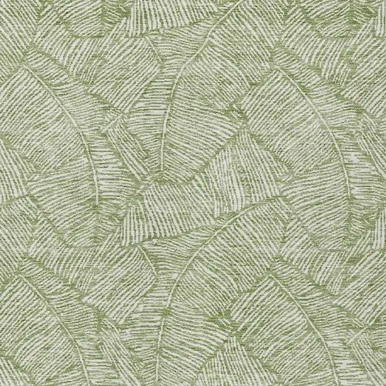 Green And Ivory Floral Washable Indoor Outdoor Area Rug Photo 6