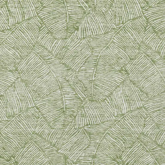 Green And Ivory Floral Washable Indoor Outdoor Area Rug Photo 6