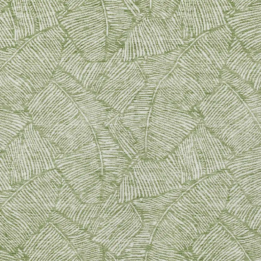 Green And Ivory Floral Washable Indoor Outdoor Area Rug Photo 6