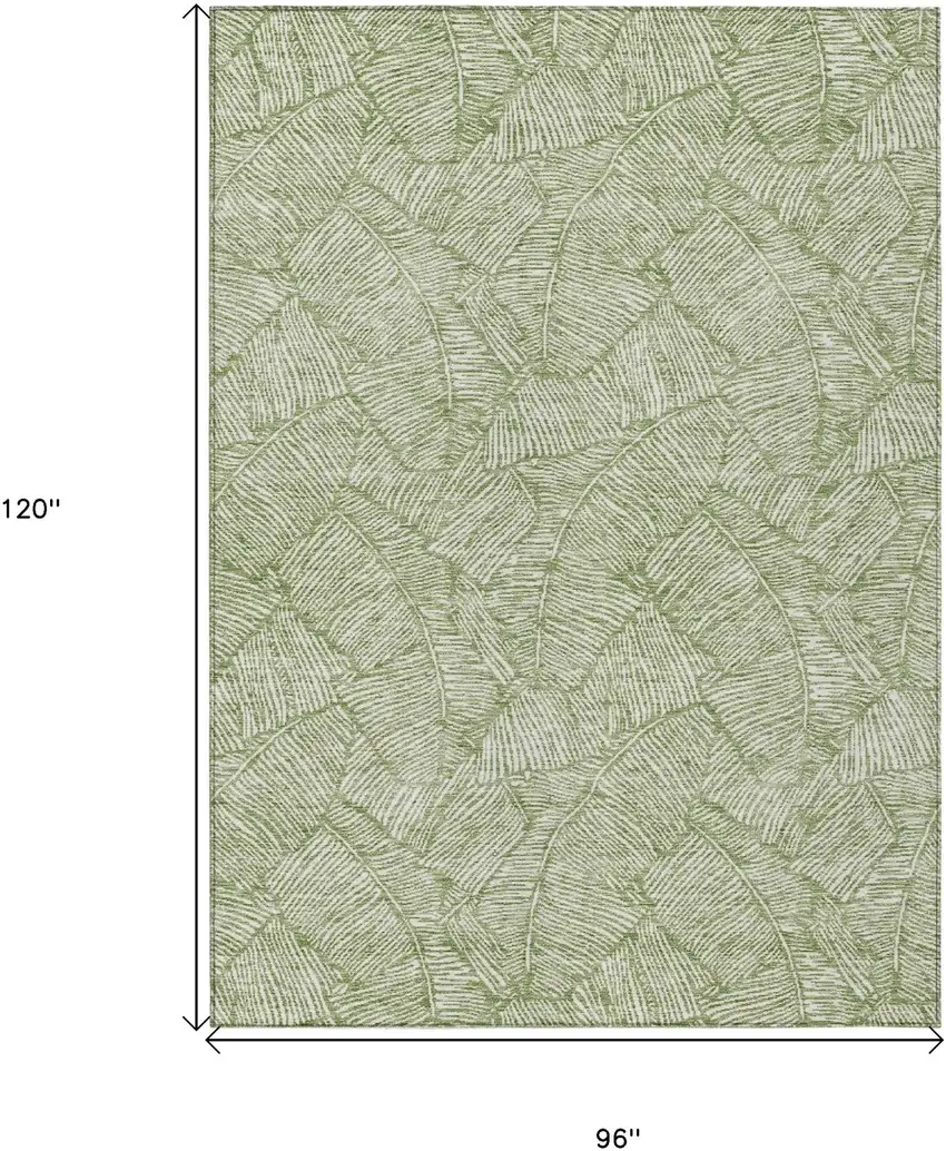 Green And Ivory Floral Washable Indoor Outdoor Area Rug Photo 3