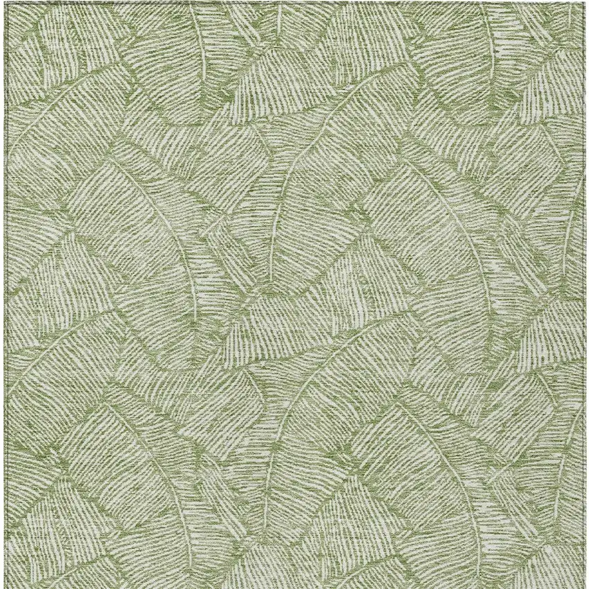 Green And Ivory Floral Washable Indoor Outdoor Area Rug Photo 6