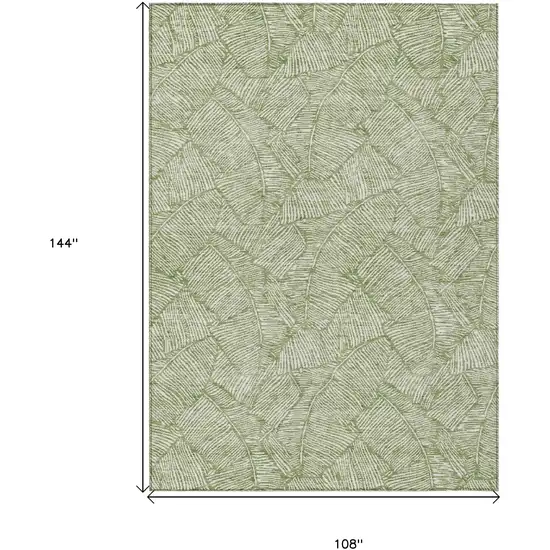 Green And Ivory Floral Washable Indoor Outdoor Area Rug Photo 3